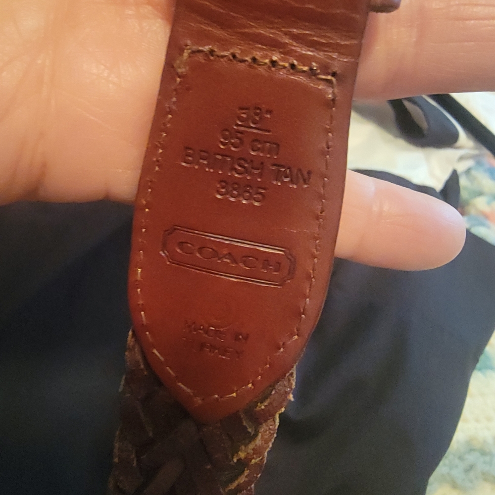 Coach Woven Leather British Tan Belt Size 38 - Picture 6 of 6